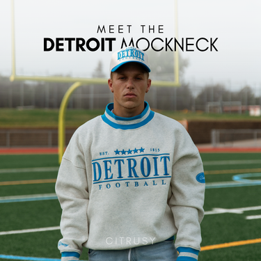 DETROIT FOOTBALL MOCKNECK - BLUE