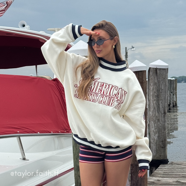 AMERICAN SPORTS CLUB - CREAM NAVY STRIPES customer photo