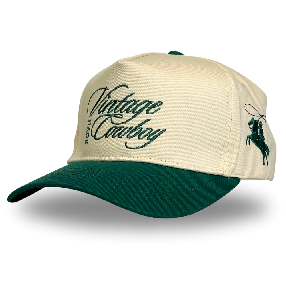 Vintage Cowboy Trucker Hat - Green | Western Cowboy Hat  display picture 3